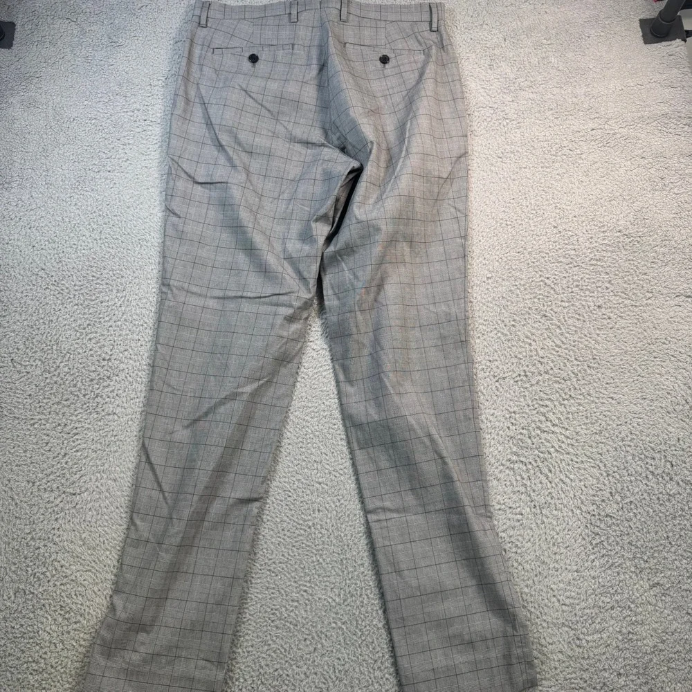 Banana Republic Slim Fit Glen Plaid Chino Pants Mens 33x33 Gray Blue Stretch